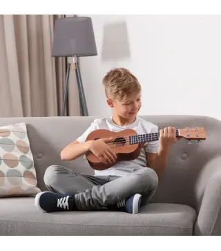 Ukelele Soprano para Principiantes con 4 Cuerdas de Nylon Ajustables Juguete educativo 53x17,5x6,2cm Madera