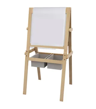 Caballete para Niños 3 en 1 Pizarra Caballete de Doble Cara Pizarra Blanca Caballete para Dibujo 58x50,5x109 cm Natural