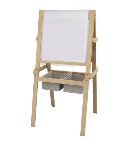 Caballete para Niños 3 en 1 Pizarra Caballete de Doble Cara Pizarra Blanca Caballete para Dibujo 58x50,5x109 cm Natural