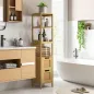 Armario Alto para Baño con 3 Estantes y 2 Cajones de Bambú Estilo Moderno 30x30x144,3 cm Natural
