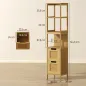 Armario Alto para Baño con 3 Estantes y 2 Cajones de Bambú Estilo Moderno 30x30x144,3 cm Natural