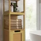 Armario Alto para Baño con 3 Estantes y 2 Cajones de Bambú Estilo Moderno 30x30x144,3 cm Natural
