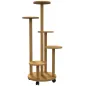 Soporte para Plantas de Bambú con Ruedas de 5 Niveles Estantería Redonda para Plantas para Esquina 33x33x90 cm Natural