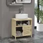 Armario Debajo de Lavabo con Puertas Correderas de Lamas Compartimento Abierto Estilo Moderno 60x30x60 cm Natural