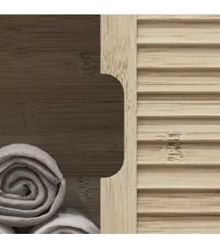 Armario Debajo de Lavabo con Puertas Correderas de Lamas Compartimento Abierto Estilo Moderno 60x30x60 cm Natural