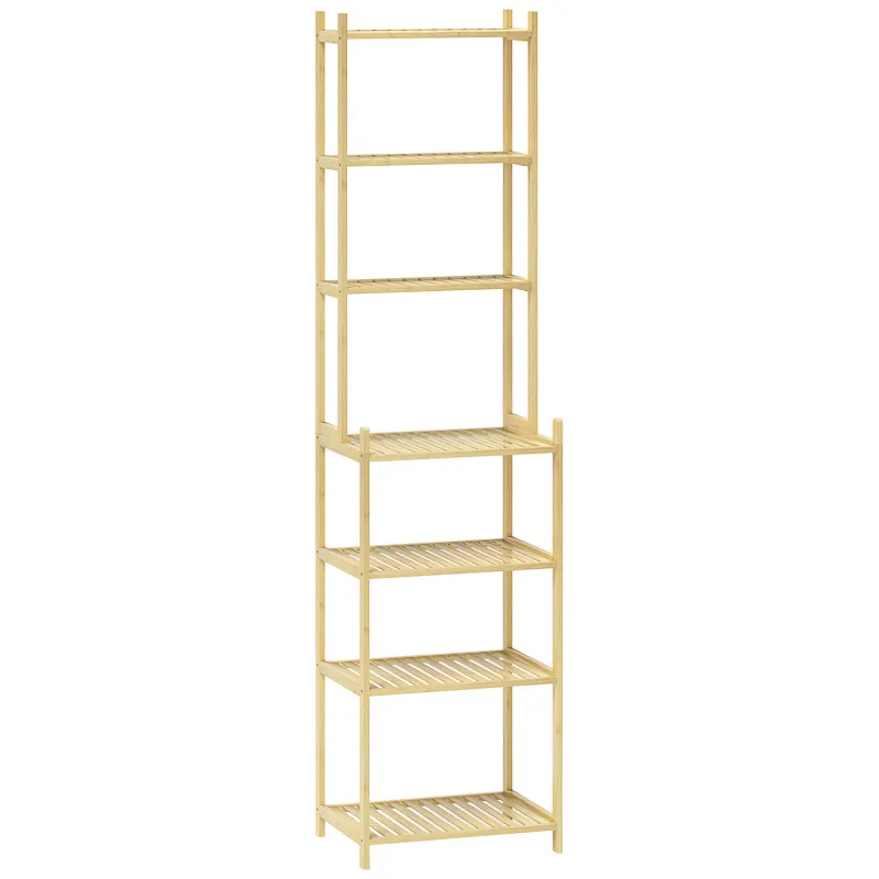 Estantería baño en bambú de 7 niveles para cocina baño sala 44x33x180 cm Madera Natural