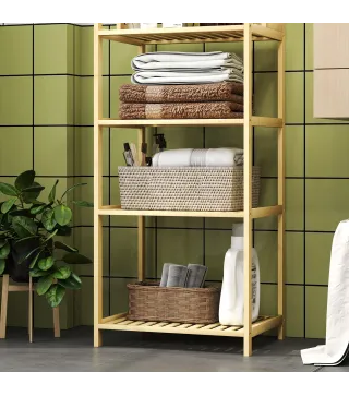 Estantería baño en bambú de 7 niveles para cocina baño sala 44x33x180 cm Madera Natural