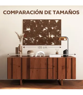 Decoración de Pared de Madera 3D 3 Piezas 40x80 cm Adornos de Pared con Patrón de Hojas Tropicales Nogal