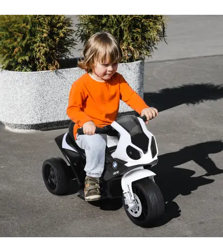 Moto Eléctrica para Niños de 18-36 Meses con Licencia BMW S1000RR con Velocidad 2,5 km/h Carga 20 kg 66x37x44 cm Negro