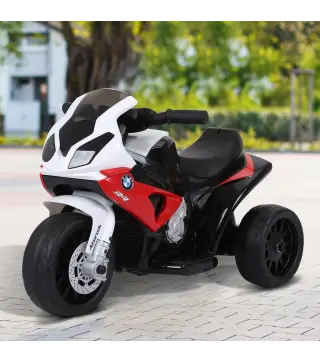 Moto Eléctrica para Niños de 18-36 Meses con Licencia BMW S1000RR con Velocidad 2,5 km/h Carga 20 kg 66x37x44 cm Rojo