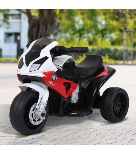 Moto Eléctrica para Niños de 18-36 Meses con Licencia BMW S1000RR con Velocidad 2,5 km/h Carga 20 kg 66x37x44 cm Rojo
