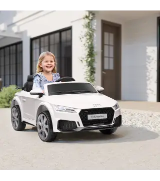 Coche Eléctrico para Niños de 3+ Años Audi TT Eléctrico 12V con Velocidad 3 km/h Mando a Distancia 102x60x44 cm Blanco