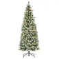Árbol de Navidad Nevado Artificial 180 cm Árbol de Navidad con 300 Luces LED Blanco Cálido 618 Ramas Ignífugas de Plásti