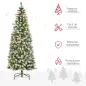 Árbol de Navidad Nevado Artificial 180 cm Árbol de Navidad con 300 Luces LED Blanco Cálido 618 Ramas Ignífugas de Plástico Decor