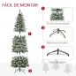 Árbol de Navidad Nevado Artificial 180 cm Árbol de Navidad con 300 Luces LED Blanco Cálido 618 Ramas Ignífugas de Plástico Decor