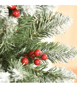 Árbol de Navidad Nevado Artificial 180 cm Árbol de Navidad con 300 Luces LED Blanco Cálido 618 Ramas Ignífugas de Plásti