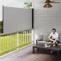 Toldo Lateral Retráctil Pantalla Enrollable Mampara de Privacidad Impermeable y Anti-UV Protege la Privacidad Gris Claro