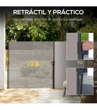 Toldo Lateral Retráctil Pantalla Enrollable Mampara de Privacidad Impermeable y Anti-UV Protege la Privacidad Gris Claro