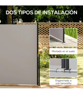 Toldo Lateral Retráctil Pantalla Enrollable Mampara de Privacidad Impermeable y Anti-UV Protege la Privacidad Gris Claro