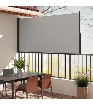 Toldo Lateral Retráctil Pantalla Enrollable Mampara de Privacidad Impermeable y Anti-UV Protege la Privacidad Gris Claro