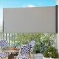 Toldo Lateral Retráctil Pantalla Enrollable Mampara de Privacidad Impermeable y Anti-UV Protege la Privacidad Gris Claro