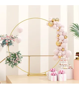 Arco de Jardín de Metal Redondo para Rosas Arco de Boda con Recubrimiento en Polvo para Decoración 230x28x234 cm Dorado