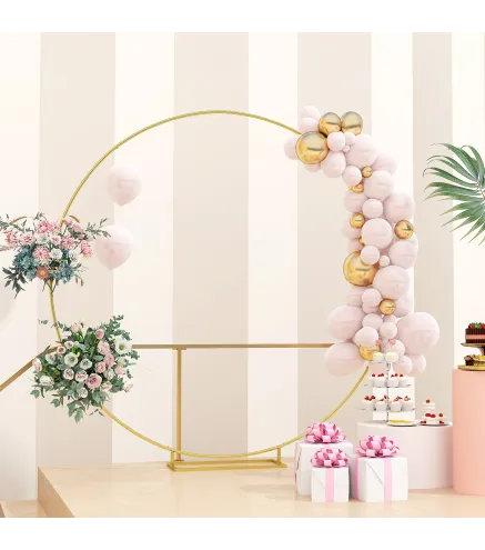 Arco de Jardín de Metal Redondo para Rosas Arco de Boda con Recubrimiento en Polvo para Decoración 230x28x234 cm Dorado