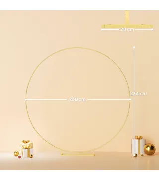 Arco de Jardín de Metal Redondo para Rosas Arco de Boda con Recubrimiento en Polvo para Decoración 230x28x234 cm Dorado