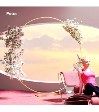 Arco de Jardín de Metal Redondo para Rosas Arco de Boda con Recubrimiento en Polvo para Decoración 230x28x234 cm Dorado