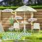 Conjunto de Mesa y Sillas Infantil de Jardín 4 Piezas Sillas Plegables Sombrilla Ajustable Diseño de Elefantes Blanco