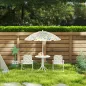 Conjunto de Mesa y Sillas Infantil de Jardín 4 Piezas Sillas Plegables Sombrilla Ajustable Diseño de Elefantes Blanco