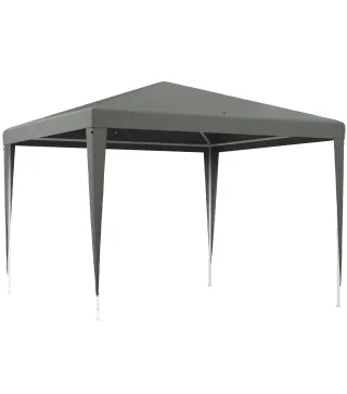 Carpa Desmontable de Jardín 3x3 m Gazebo Cenador para Exteriores con 4 Orificios de Drenaje y Tubo de Acero Gris