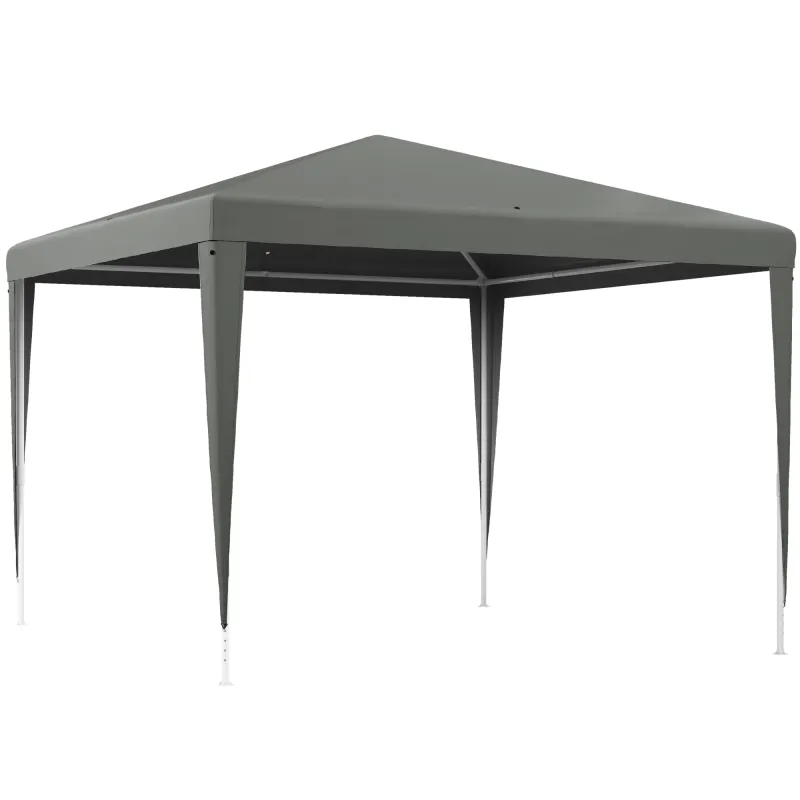 Carpa Desmontable de Jardín 3x3 m Gazebo Cenador para Exteriores con 4 Orificios de Drenaje y Tubo de Acero Gris