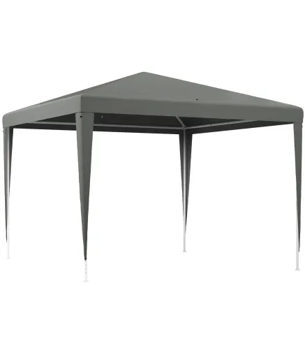 Carpa Desmontable de Jardín 3x3 m Gazebo Cenador para Exteriores con 4 Orificios de Drenaje y Tubo de Acero Gris