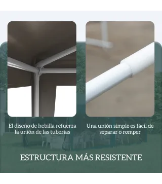 Carpa Desmontable de Jardín 3x3 m Gazebo Cenador para Exteriores con 4 Orificios de Drenaje y Tubo de Acero Gris