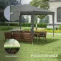 Carpa Desmontable de Jardín 3x3 m Gazebo Cenador para Exteriores con 4 Orificios de Drenaje y Tubo de Acero Gris