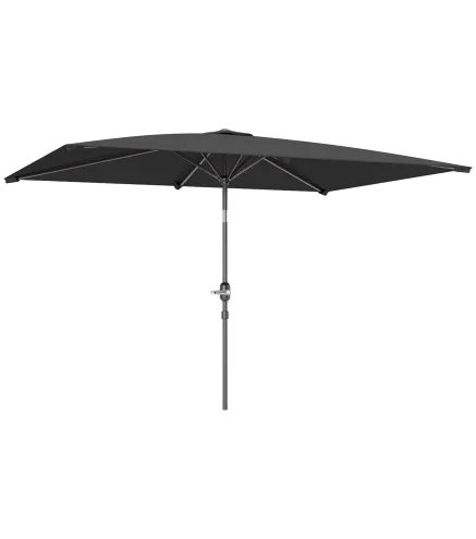 Sombrilla de Aluminio 198x294x255 Parasol Rectangular de Jardín Inclinable con Manivela y Poste Desmontable Gris