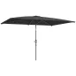 Sombrilla de Aluminio 198x294x255 Parasol Rectangular de Jardín Inclinable con Manivela y Poste Desmontable Gris
