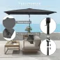 Sombrilla de Aluminio 198x294x255 Parasol Rectangular de Jardín Inclinable con Manivela y Poste Desmontable Gris