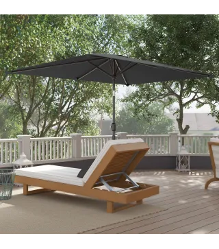 Sombrilla de Aluminio 198x294x255 Parasol Rectangular de Jardín Inclinable con Manivela y Poste Desmontable Gris