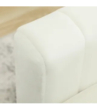 Sofá de 3 Plazas de 181 cm Tapizado en Terciopelo con Cojines Gruesos Patas de Metal Blanco Crema