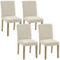 Pack de 4 Sillas de Comedor Respaldo Alto Tapizadas en Pana Asiento Acolchado Patas de Madera para Salón Beige