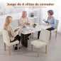 Pack de 4 Sillas de Comedor Respaldo Alto Tapizadas en Pana Asiento Acolchado Patas de Madera 44x56x90 cm Beige