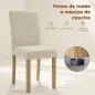 Pack de 4 Sillas de Comedor Respaldo Alto Tapizadas en Pana Asiento Acolchado Patas de Madera 44x56x90 cm Beige