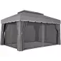 Cenador de Jardín 4x3m Pabellón de Jardín Gazebo con Doble Techo 4 Cortinas y Mosquitera Marco de Aluminio UPF50+ Gris Cenador de Jardín 4x3m Pabellón de Jardín Gazebo con Doble Techo 4 Cortinas y Mosquitera Marco de Aluminio UPF50+ Gris