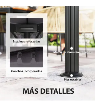 Cenador de Jardín 4x3m Pabellón de Jardín Gazebo con Doble Techo 4 Cortinas y Mosquitera Marco de Aluminio UPF50+ Gris