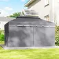 Cenador de Jardín 4x3m Pabellón de Jardín Gazebo con Doble Techo 4 Cortinas y Mosquitera Marco de Aluminio UPF50+ Gris