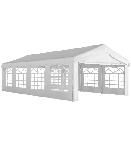 Carpa para Fiestas 4x8 m Carpa de Jardín con Paredes Extraíbles Puerta y Ventanas UPF50+ para Boda Camping Blanco