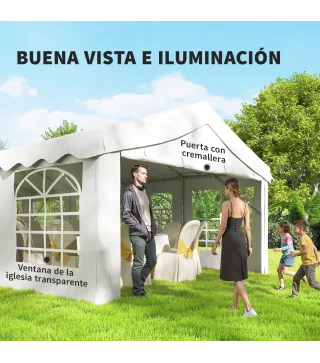 Carpa para Fiestas 4x8 m Carpa de Jardín con Paredes Extraíbles Puerta y Ventanas UPF50+ para Boda Camping Blanco
