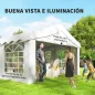 Carpa para Fiestas 4x8 m Carpa de Jardín con Paredes Extraíbles Puerta y Ventanas UPF50+ para Boda Camping Blanco